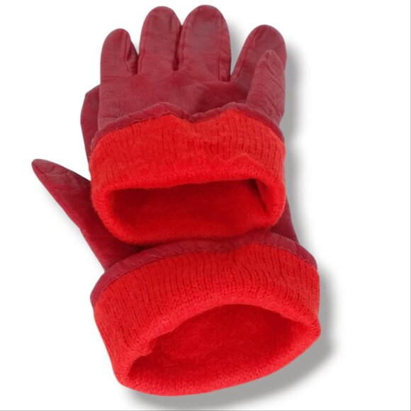 Vintage Fownes Red Leather Driving Gloves Size 8 Perforated Colorful Fall - Picture 9 of 10